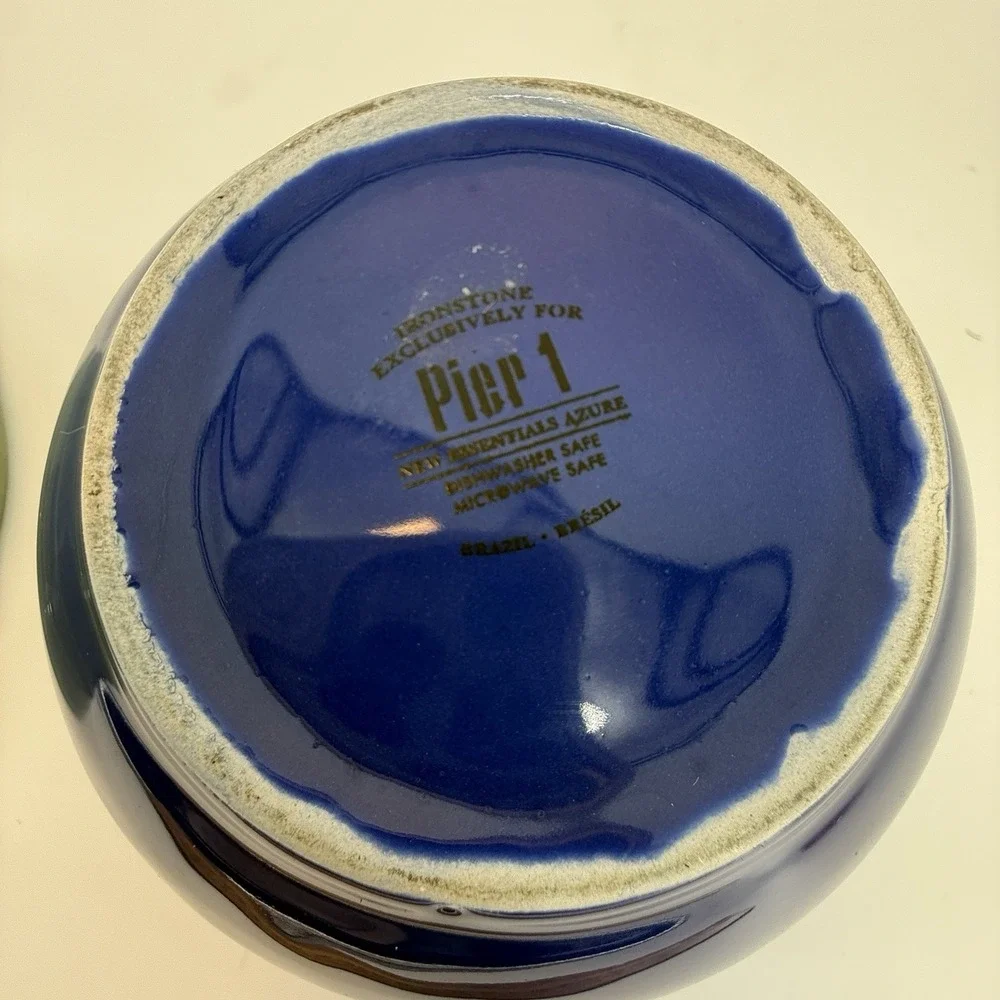 Lot of 2 PIER 1 Ironstone New Essentials Azure Cereal‎ Bowls 5.75